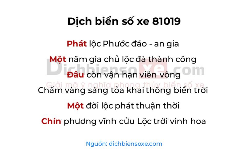 Dịch thơ biển số 81019
