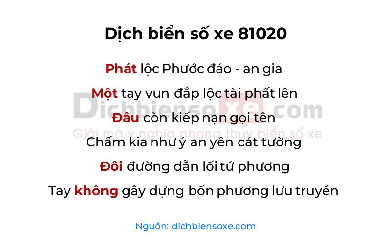Dịch thơ biển số 81020