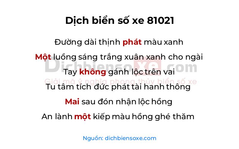 Dịch thơ biển số 81021