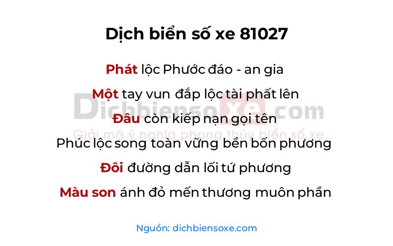 Dịch thơ biển số 81027