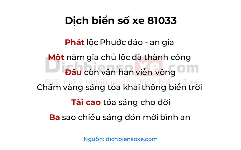 Dịch thơ biển số 81033