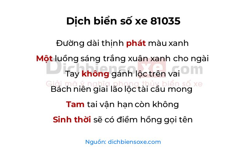 Dịch thơ biển số 81035