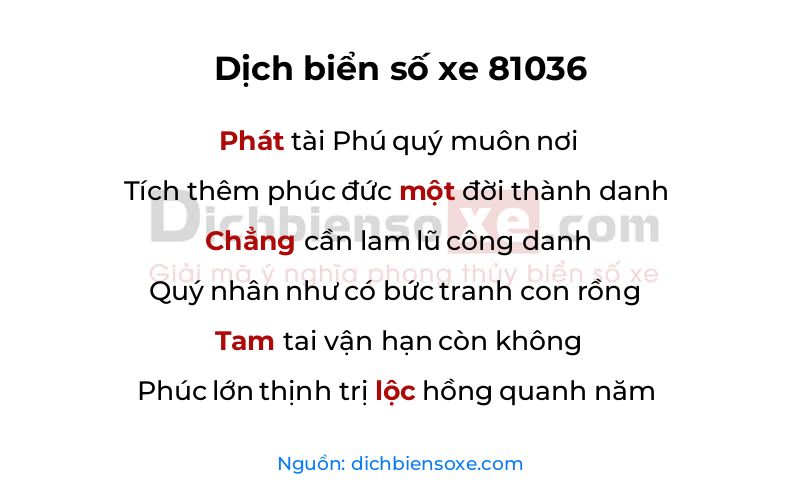 Dịch thơ biển số 81036
