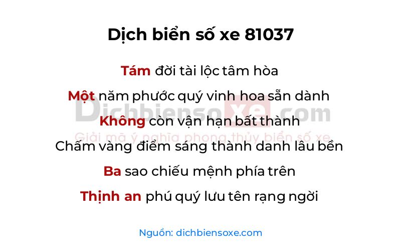 Dịch thơ biển số 81037