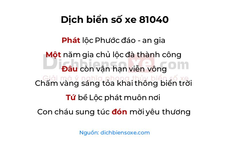 Dịch thơ biển số 81040