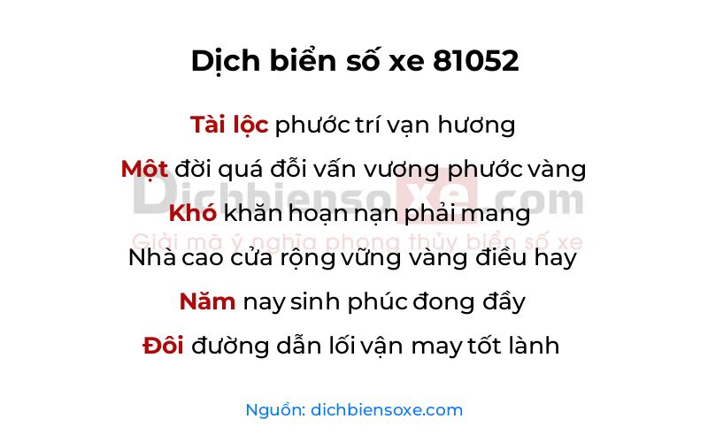 Dịch thơ biển số 81052