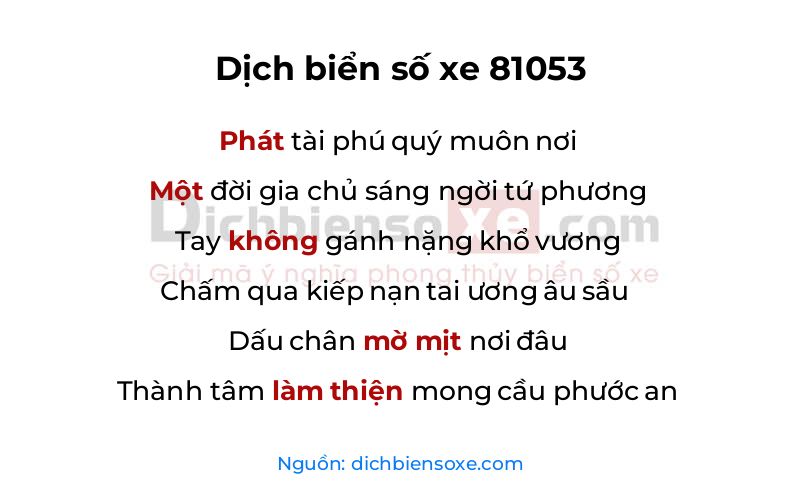 Dịch thơ biển số 81053