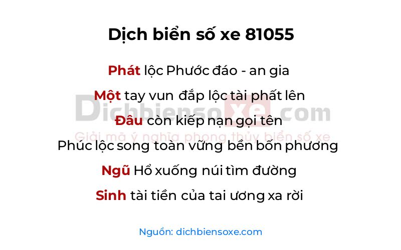 Dịch thơ biển số 81055
