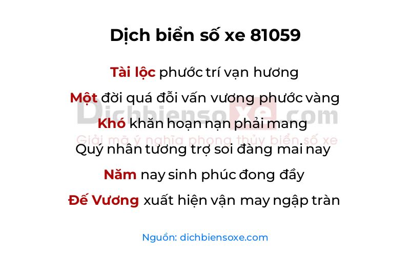 Dịch thơ biển số 81059