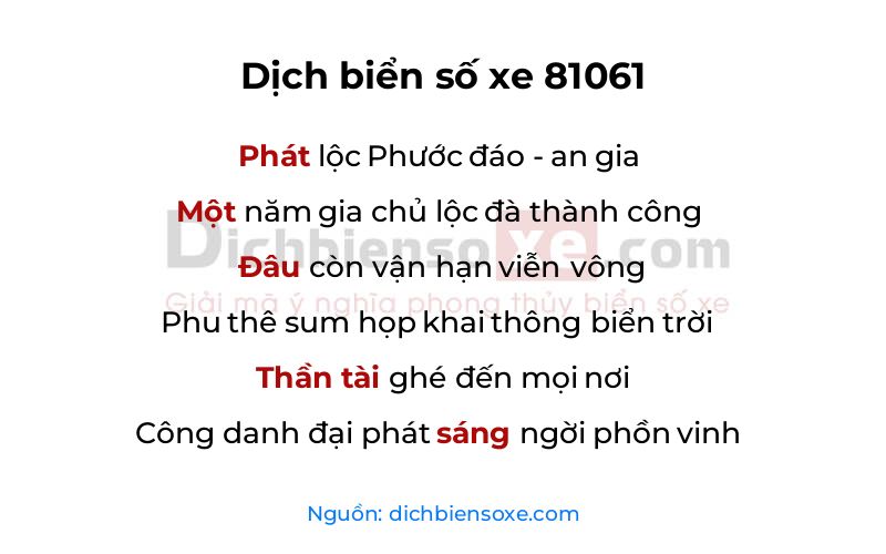 Dịch thơ biển số 81061