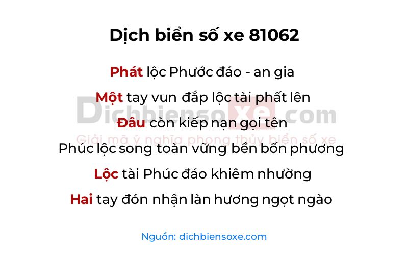 Dịch thơ biển số 81062