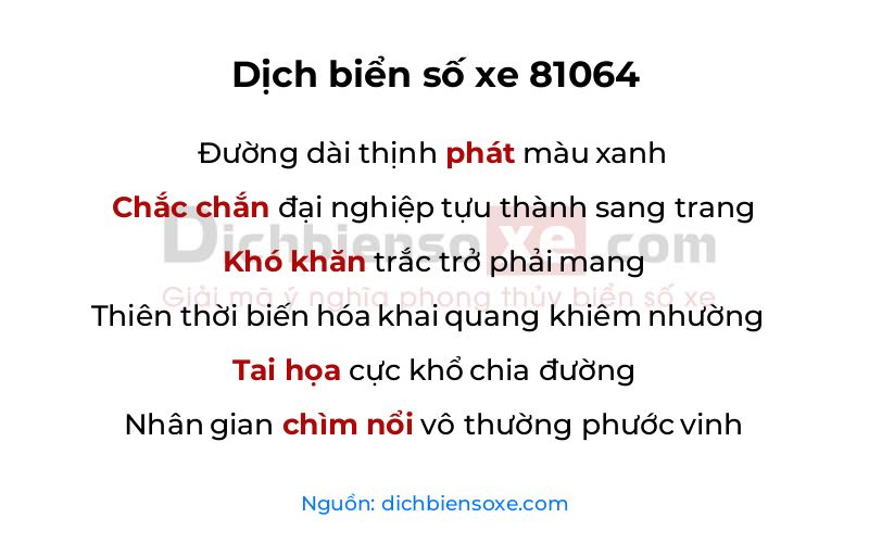Dịch thơ biển số 81064