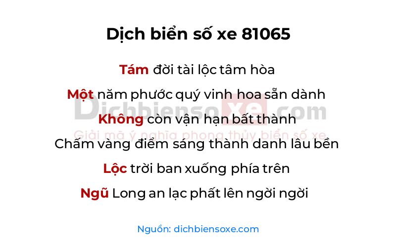 Dịch thơ biển số 81065