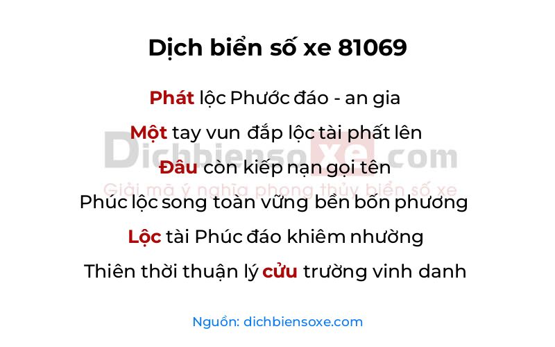 Dịch thơ biển số 81069