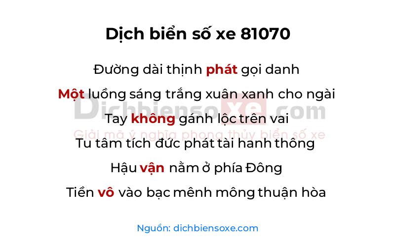 Dịch thơ biển số 81070
