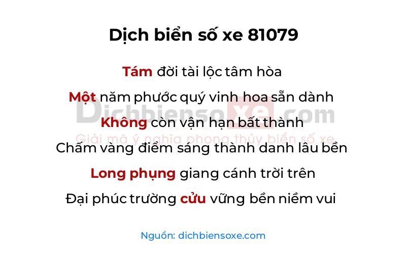 Dịch thơ biển số 81079