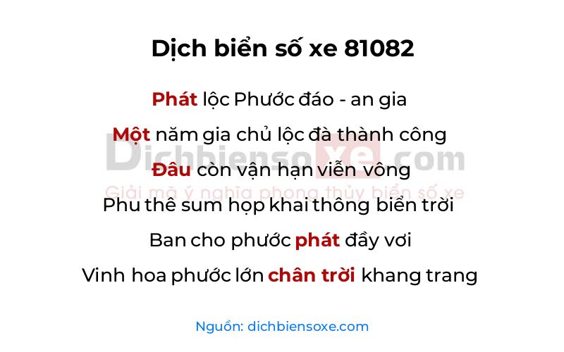 Dịch thơ biển số 81082