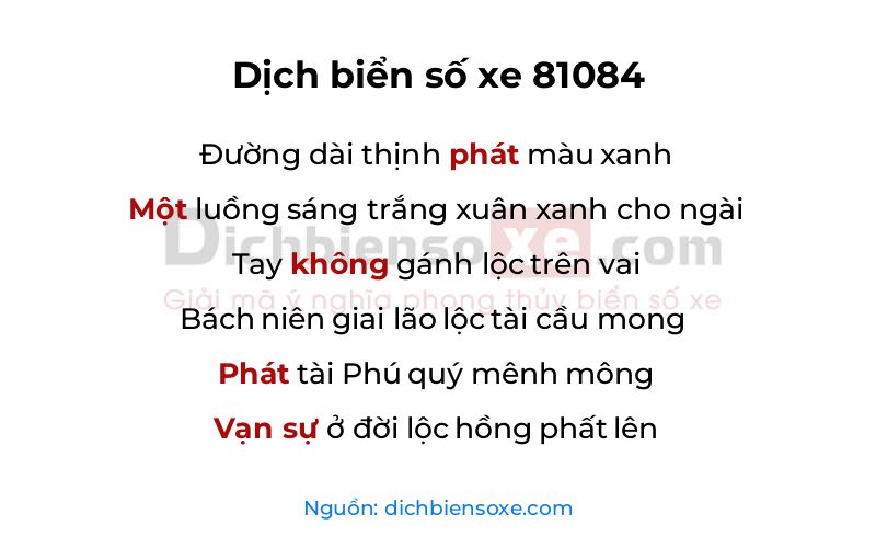 Dịch thơ biển số 81084