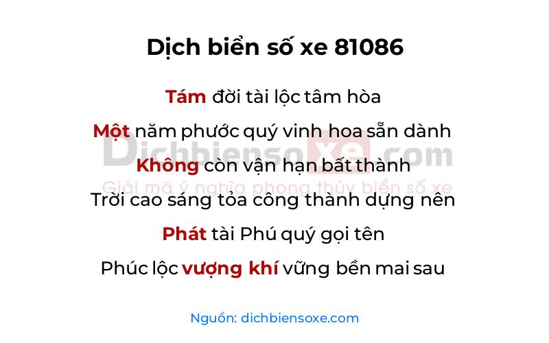 Dịch thơ biển số 81086