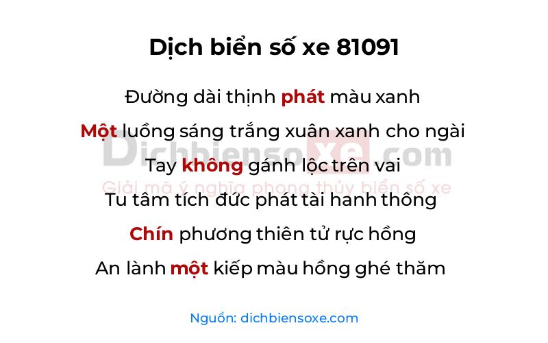Dịch thơ biển số 81091