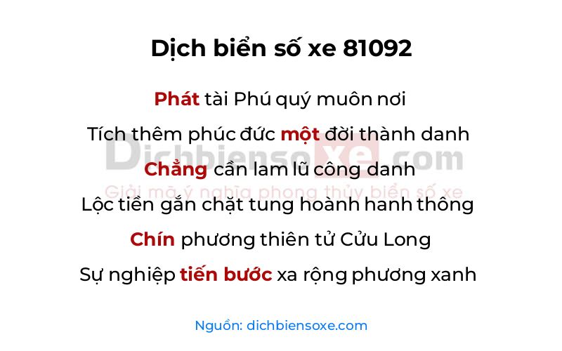 Dịch thơ biển số 81092