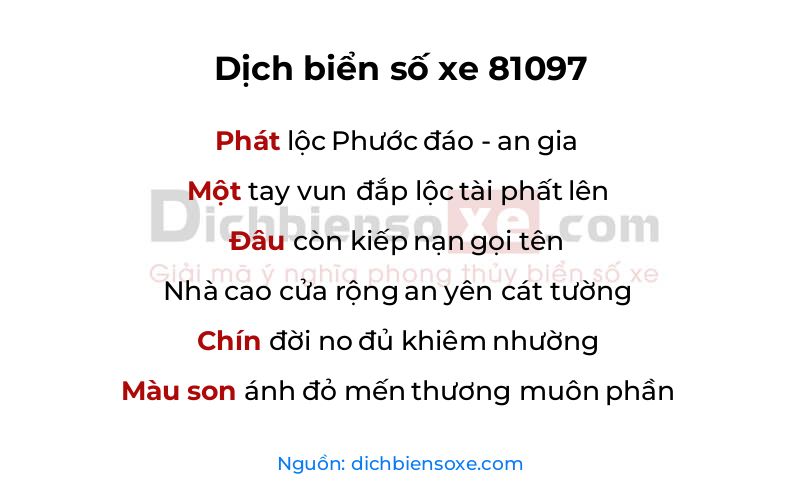 Dịch thơ biển số 81097