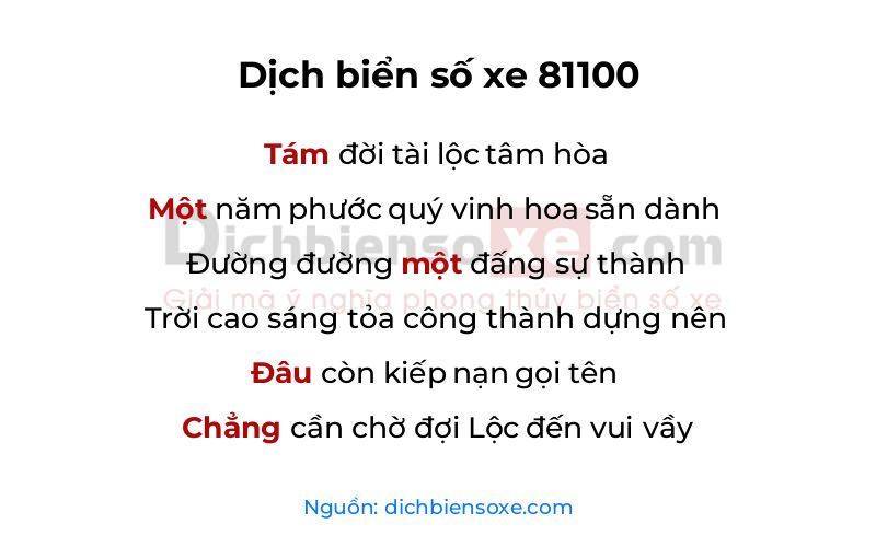 Dịch thơ biển số 81100