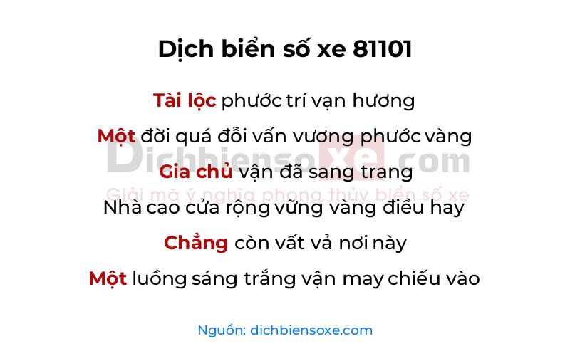 Dịch thơ biển số 81101