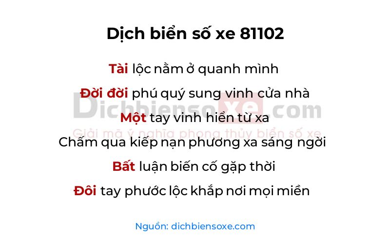Dịch thơ biển số 81102