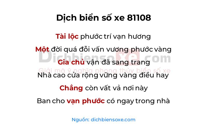 Dịch thơ biển số 81108
