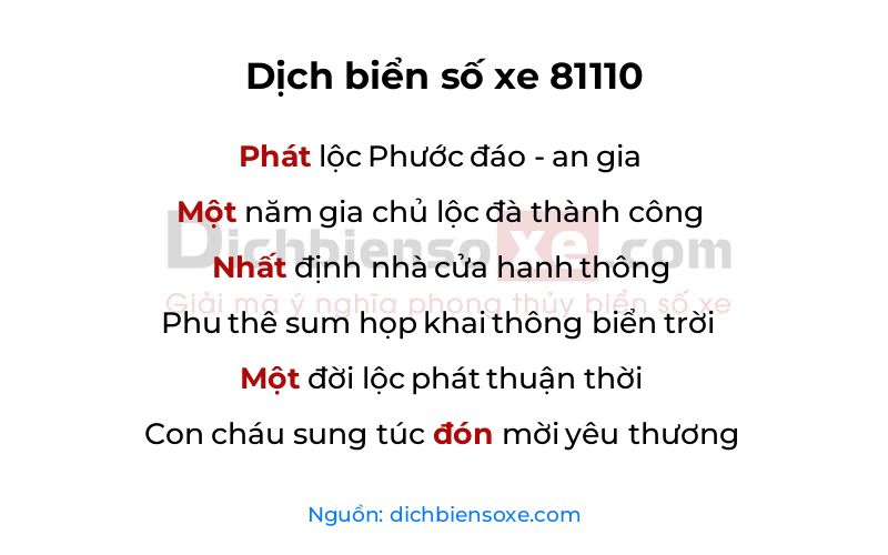 Dịch thơ biển số 81110