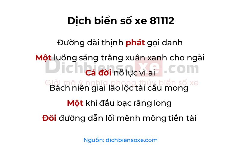 Dịch thơ biển số 81112