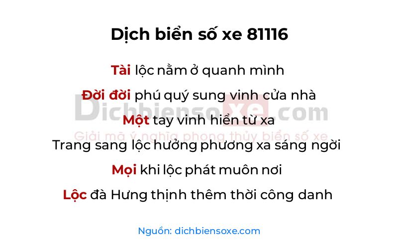 Dịch thơ biển số 81116