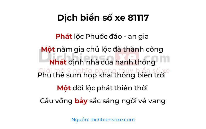 Dịch thơ biển số 81117