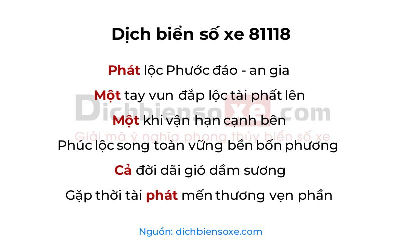 Dịch thơ biển số 81118