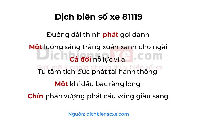 Dịch thơ biển số 81119