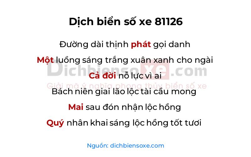 Dịch thơ biển số 81126