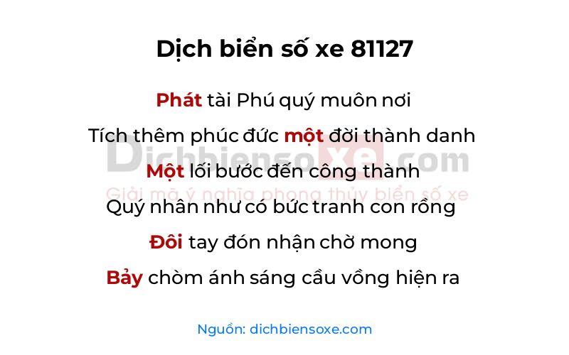 Dịch thơ biển số 81127