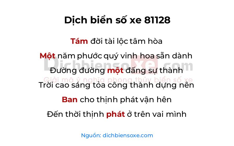 Dịch thơ biển số 81128