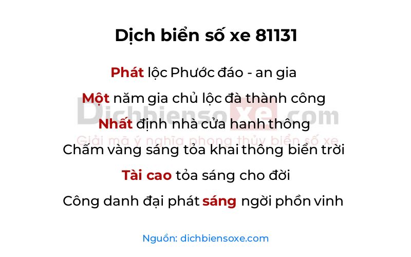 Dịch thơ biển số 81131