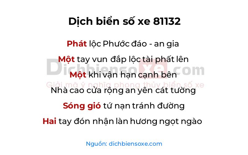 Dịch thơ biển số 81132