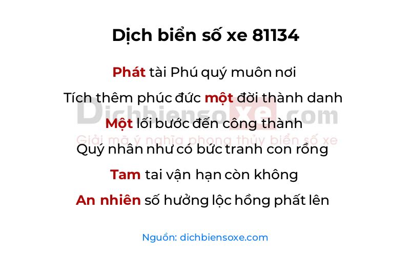 Dịch thơ biển số 81134