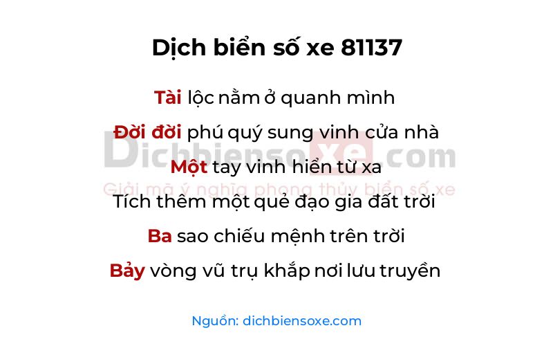 Dịch thơ biển số 81137