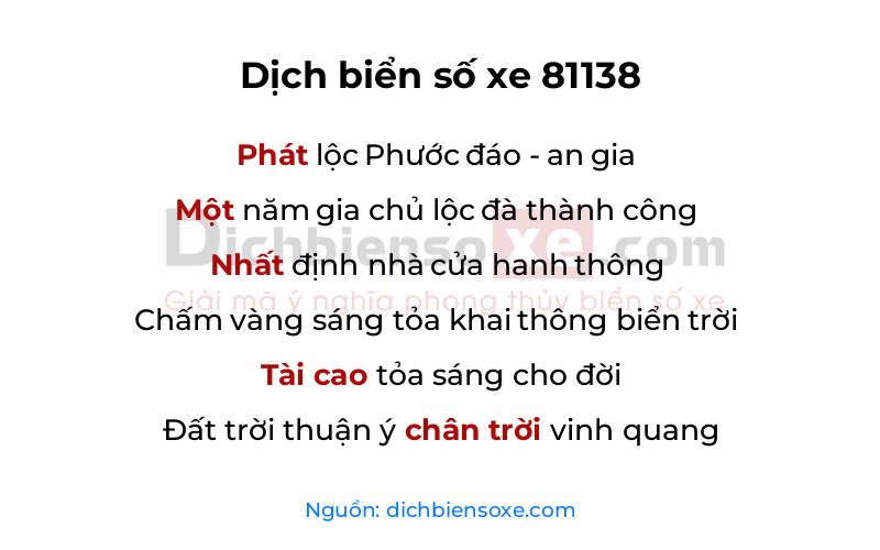 Dịch thơ biển số 81138