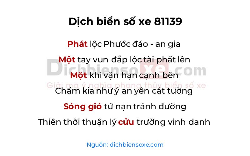 Dịch thơ biển số 81139