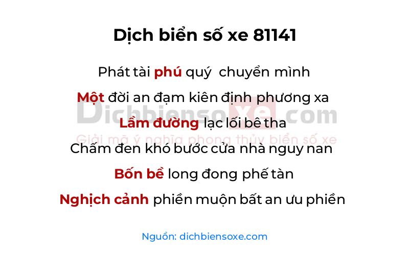 Dịch thơ biển số 81141
