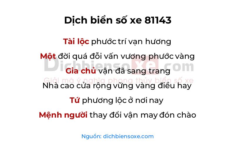 Dịch thơ biển số 81143