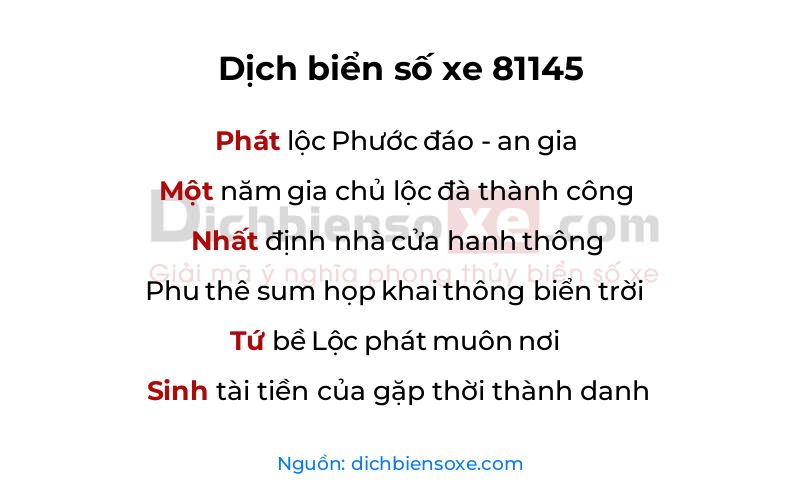 Dịch thơ biển số 81145