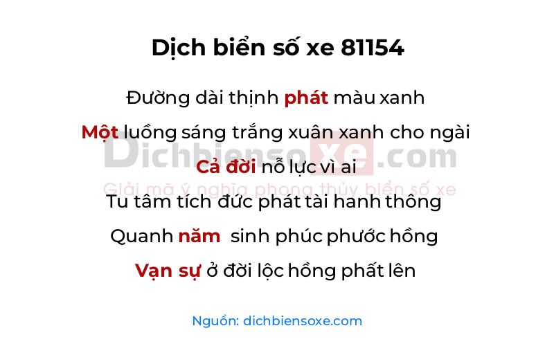 Dịch thơ biển số 81154