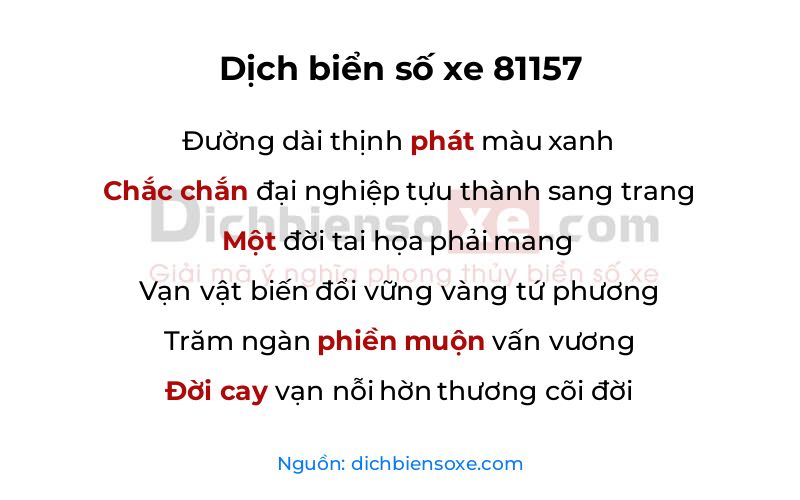 Dịch thơ biển số 81157